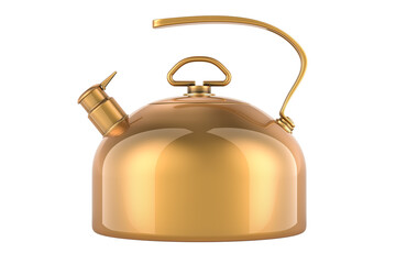 Poster - Big Copper Kettle, side view. 3D rendering isolated on transparent background