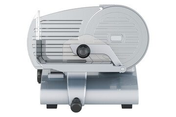 Poster - Meat Slicer, Electric Deli Food Slicer. Adjustable Thickness Meat Slicer Machine for Meat, Cheese, Bread. 3D rendering isolated on transparent background