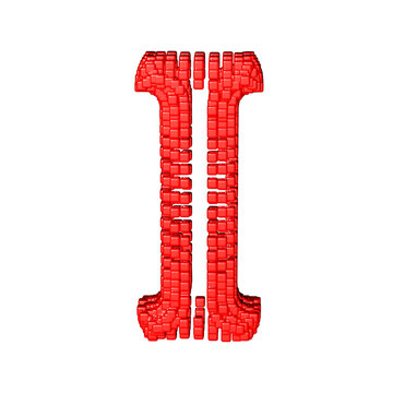 Symbol made of red cubes. letter i