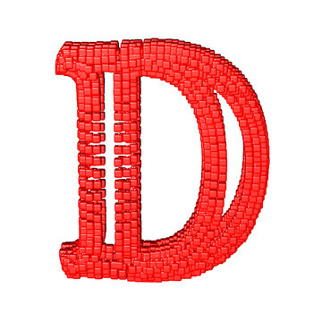 Symbol made of red cubes. letter d