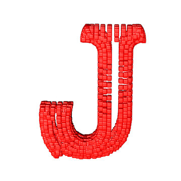 Symbol made of red cubes. letter j