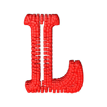 Symbol made of red cubes. letter l