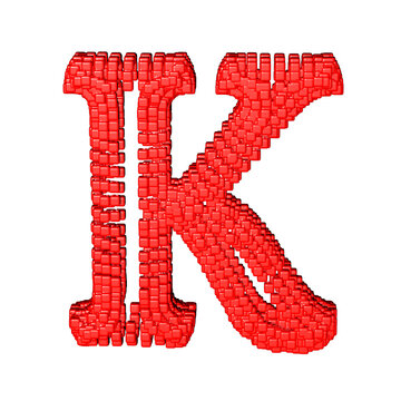 Symbol made of red cubes. letter k