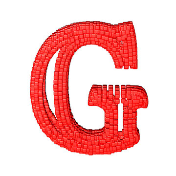 Symbol made of red cubes. letter g