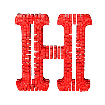 Symbol made of red cubes. letter h