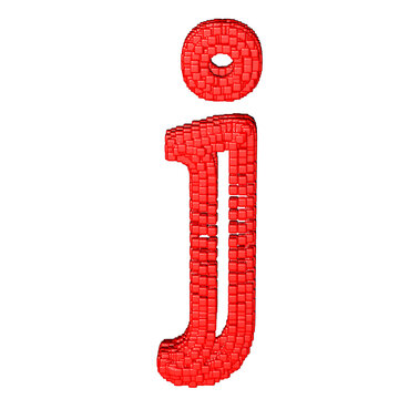 Symbol made of red cubes. letter j