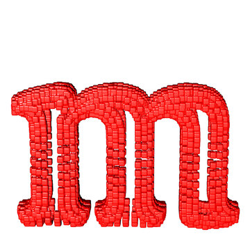 Symbol made of red cubes. letter m