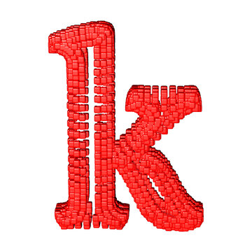 Symbol made of red cubes. letter k
