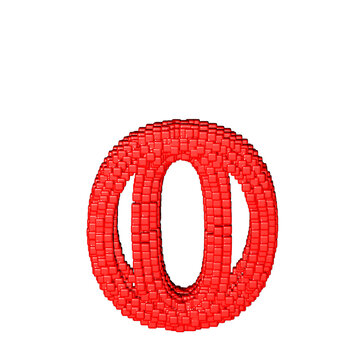 Symbol made of red cubes. letter o