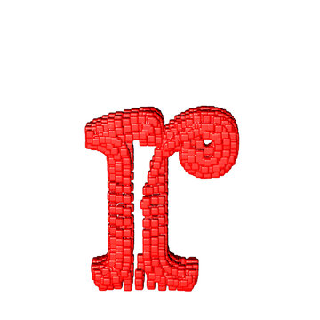 Symbol made of red cubes. letter r