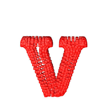 Symbol made of red cubes. letter v