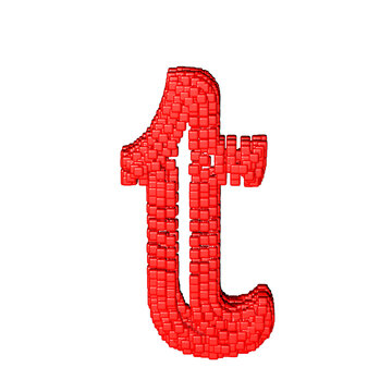 Symbol made of red cubes. letter t
