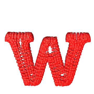 Symbol made of red cubes. letter w