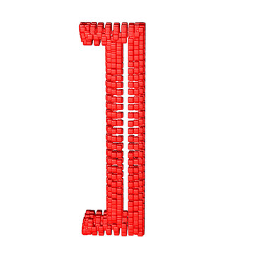 Symbol made of red cubes
