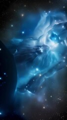 Wall Mural - unveiling a breathtaking display of cosmic artistry, a colossal blue supergiant star shines resplend
