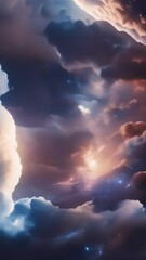 Wall Mural - a celestial glow emanates from the heart of a distant star , casting its luminosity on a cosmic tape