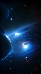 Wall Mural - a visually striking depiction of gravitational lensing, where the gravitational pull of a massive of