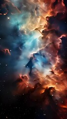 Wall Mural - within this breathtaking celestial photograph, two galactic behemoths collide, unleashing an explosi