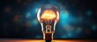 Futuristic technology illustration with monitor rendering and creative light bulb concept