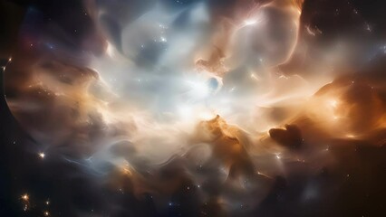 Wall Mural - gentle rays of sunlight filter through an interstellar haze, revealing an enchanting cosmic dust clo