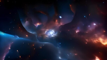 Wall Mural - a mesmerizing snapshot capturing the birth of dark matter halos, as galactic s merge amidst a cosmic