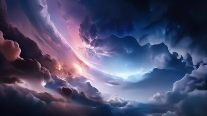Wall Mural - a captivating scene presents a stellar storm in the heart of interstellar space. lightninglike tendr