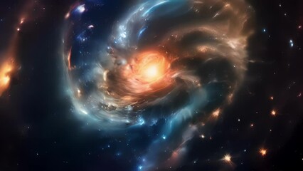Wall Mural - in the depths of sprawling galaxies, a captivating celestial vortex engulfs the eye, revealing a mes
