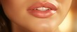 close up of sensual female lips, opened mouth shows white teeth
