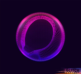 Poster - Corrupted violet point sphere. Abstract vector colorful mesh on dark background. Futuristic style card.