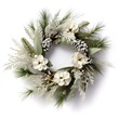 © Happy Stock - Christmas wreath made of fir tree, cones, flowers isolated on white background. Christmas decorations, Canva