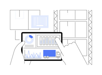 Poster - reports and analytics abstract concept vector illustration.