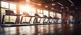 Gym and fitness room interior with abstract blur background