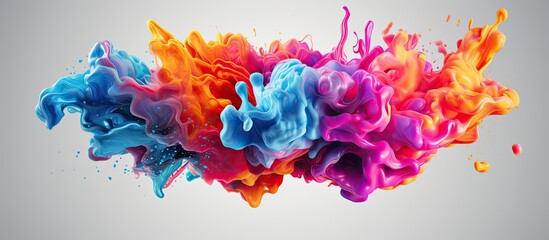 Wall Mural - Colorful liquid splashes out of a fantasy inspired mind explosion creating a gradient abstract background to inspire and brainstorm concepts