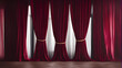Red velvet curtain and floor. 3d render illustration. Stage.