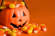 Jack-o-lantern halloween bucket with candy corn