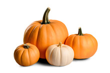 Halloween Pumpkins Isolated On Transparent Background, Generative AI