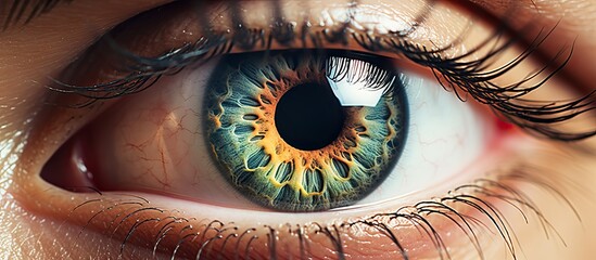 Poster - Enlarged colorful human eye in extreme closeup