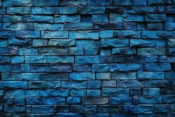 Fototapete - dark blue brick wall texture : generative ai