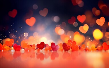 Leinwandbilder - Heart Shaped Bokeh Valentines Day Background : Generative AI