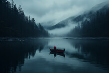 Moors And Foggy Water In A Single Canoe