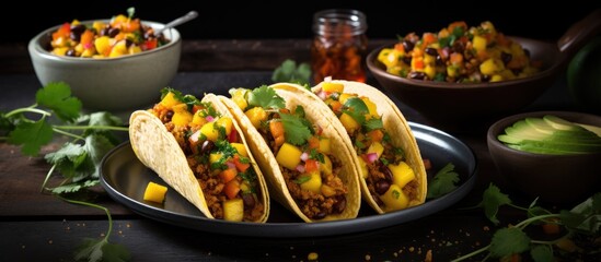 Weekend brunch with vegan tacos crispy tofu and homemade avocado salsa