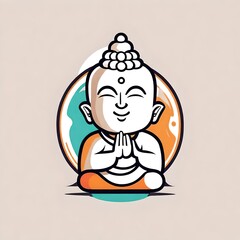 Wall Mural - A logo for a business or sports team featuring a fictional cartoon drawing of an isolated Buddha statue  that is suitable for a t-shirt graphic.