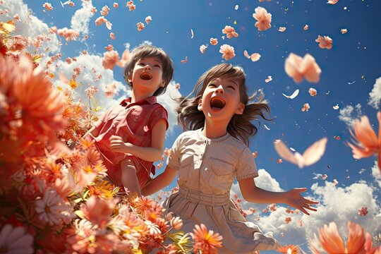 Springtime Happiness llustrations capturing the joy and beauty of spring,Generated with AI