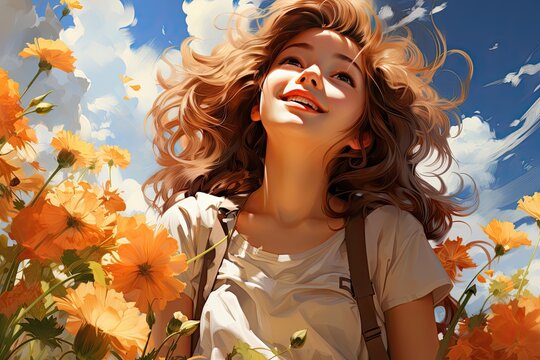 Springtime Happiness llustrations capturing the joy and beauty of spring,Generated with AI
