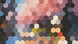 abstract aesthetic background with colorful hexagonal shapes. Pastel colors and fabrics textures.