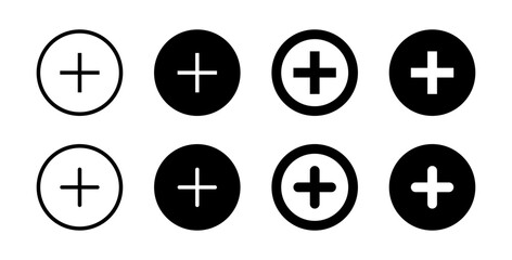 Poster - Add icon vector in black circle. Social media plus button