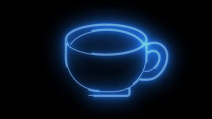 Sticker - animated coffee cup logo with neon glowing lines