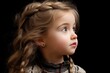 © The Little Hut - Generative AI : Studio closeup portrait of little girl with serious face in profile