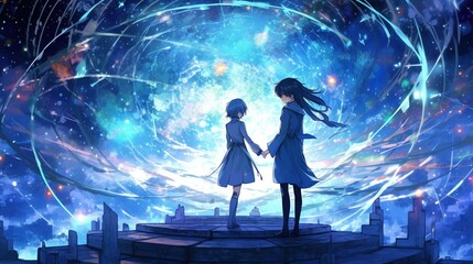 Wall Mural - visionary constellations, digital art illustration, generative ai