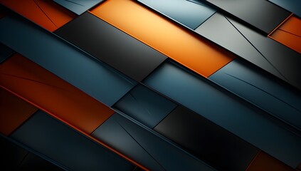 Poster - Orange-blue background with lines, in the style of dark navy blue and dark gray, highlighting the texture of the canvas, frequent use of diagonals, color-blocked textiles, sharp edges, litho printing.